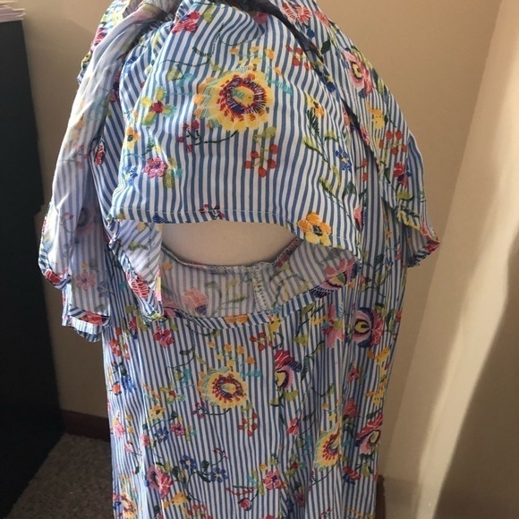 Soprano Off The Shoulder Striped/Floral Dress Sz S - Picture 5 of 10